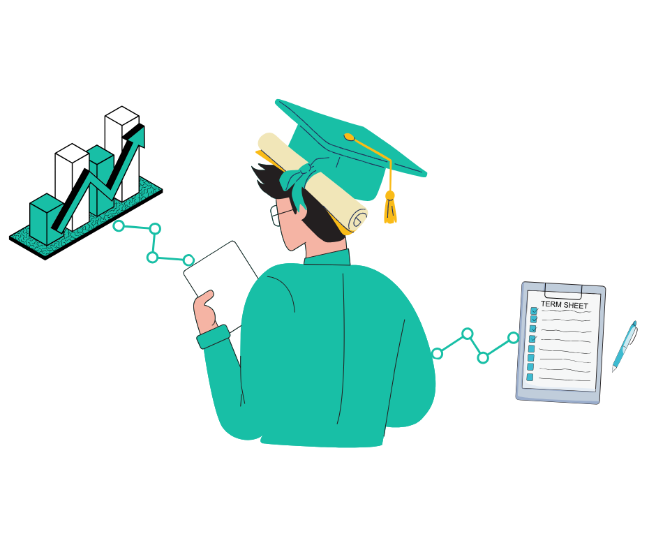 Student with graduation cap managing academic progress